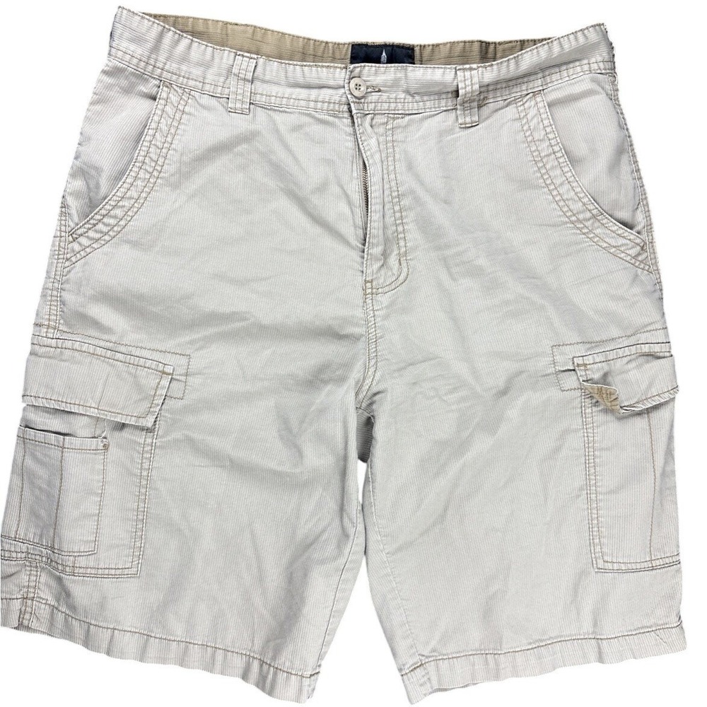 London Fog Mens Shorts Size 36 Cargo Cotton Casual Outdoor Hiking Pinstripe